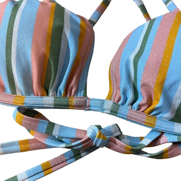Wild Fable Women's Lurex Multicolor Striped Underwire Bikini Top - Size XS - NWT - Picture 4 of 8